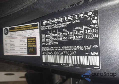 2016 Mercedes-Benz Gle 350 4Matic from USA, damaged, VIN 4JGDA5HB8GA770397